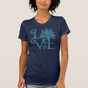 Liebe-OM-Namaste Racerback aquamarin u. dunkelblau T-Shirt