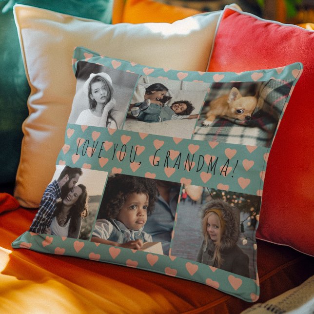 Liebe Oma 6 Fotocollage Retro Muster Kissen (Von Creator hochgeladen)