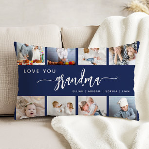 Liebe Oma 8 Foto-Collage Navyblau Dekokissen