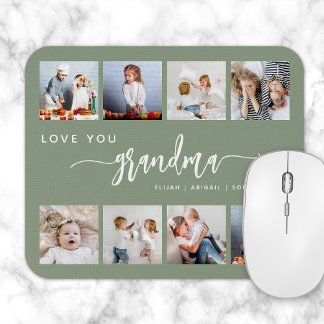 Liebe Oma 8 Foto-Collage Salbeigrün Mousepad