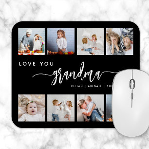 Liebe Oma 8 Foto-Collage Schwarz Mousepad