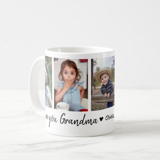 Liebe Oma Enkelkinder 5 Foto-Collage Kaffeetasse (Vorderseite Links)