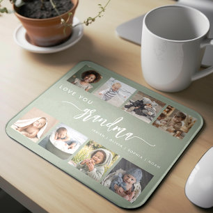 Liebe Oma, Hellgrünes Foto-Kollage-Mauspad Mousepad