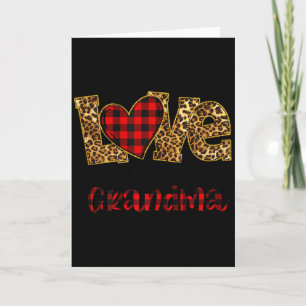 Liebe Oma Leopard Rot kariert Herz genannt zu werd Karte