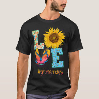 LIEBE Oma Life Flip Flops Hippie Sonnenblume Summe T-Shirt