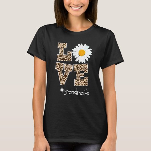 Liebe Oma Life Leopard Daisy Blume - Mütter D T-Shirt (Vorderseite)