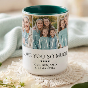 Liebe Oma Personalisierte 5-Foto-Collage-Geschenk Zweifarbige Tasse