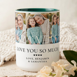 Liebe Oma Personalisiertes 5-Foto-Collage-Geschenk Zweifarbige Tasse