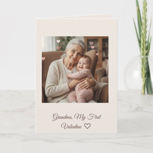 Liebe Oma Pink Hearts Erstes Valentins- Gefaltet Karte (Vorderseite)