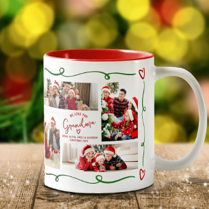 Liebe Oma Rot Grüne Weihnachts-Doodle-Foto Zweifarbige Tasse
