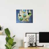 Liebe Oma Weißer blühender Baum Sechs Fotos Poster (Heimbüro)