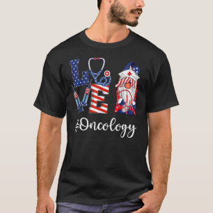 Liebe Oncology Nurse Gnome American Flag 4. Jul T-Shirt