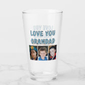Liebe Opa 6 Fotos blaues Bier Glas (Rückseite)