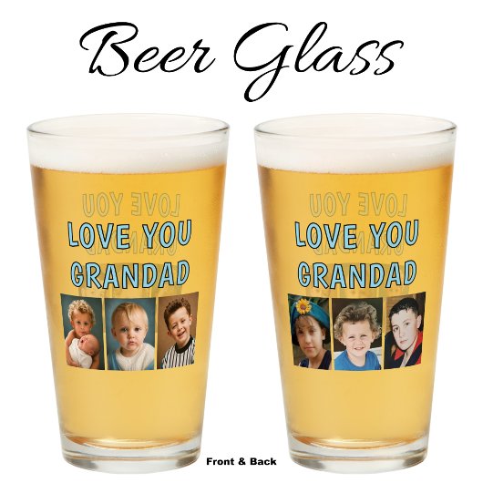 Liebe Opa 6 Fotos blaues Bier Glas