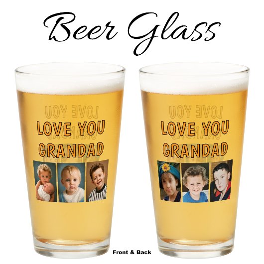 Liebe Opa 6 Fotos orange Bier Glas