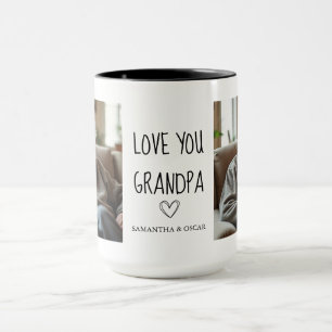 Liebe Opa Fotocollage Schwarzes Herz Weiß  Tasse