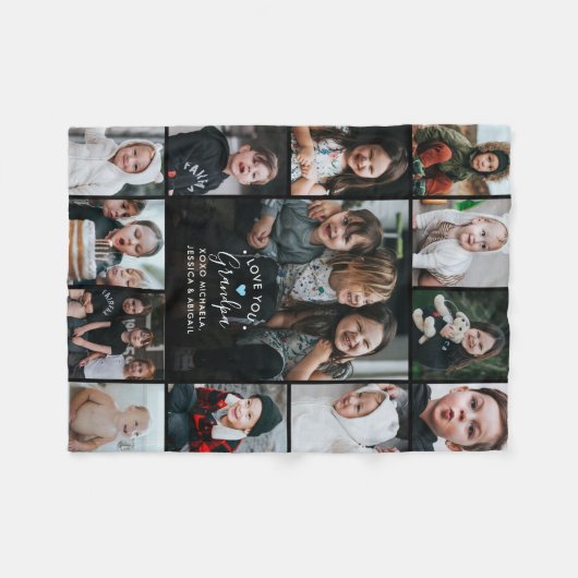 Liebe Opa/Grampa/andere FotoCollage Fleecedecke (Vorderseite (Horizontal))