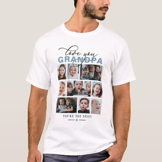 Liebe Opa/Grampa/anderer 9-Foto-Benutzerdefinierte T-Shirt (Vorderseite)