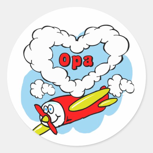 Liebe Opa Kids Flugzeug Runder Aufkleber (Vorderseite)