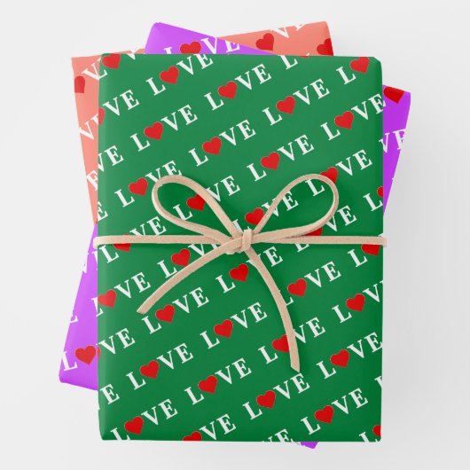 LIEBE Orange Lavender Green Geschenkpapier Set (Beispiel)