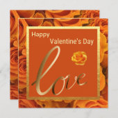 Liebe Orange Rose Gold Happy Valentines Day Card (Vorne/Hinten)