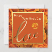Liebe Orange Rose Gold Happy Valentines Day Card (Vorderseite)