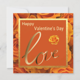 Liebe Orange Rose Gold Happy Valentines Day Card