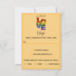 LIEBE Orange Themed Blume Same Sex Wedding RSVP C Karte
