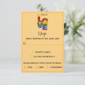 LIEBE Orange Themed Blume Same Sex Wedding RSVP C Karte (Stehend Vorderseite)