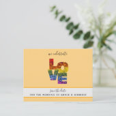 LIEBE Orange Themed Same Wedding Save the Date Postkarte (Stehend Vorderseite)