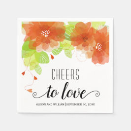 Liebe, orangefarbene Blume, Blumenhochzeit Serviette
