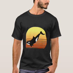 Liebe Orcas Schwertwal Vintage Retro Sonnen Thema T-Shirt