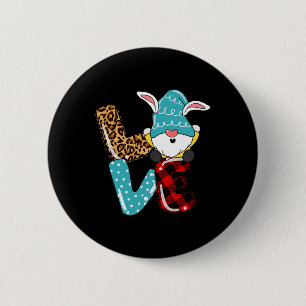 Liebe Oster-Gnom Leopard Plaid Liebe Oster-Gnom  Button