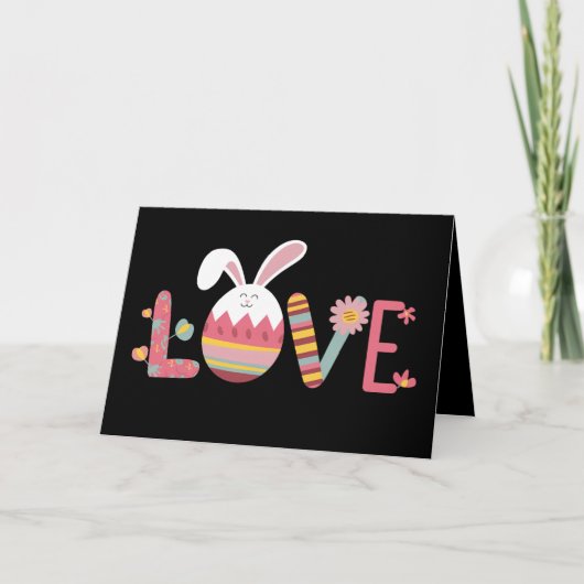 Liebe Ostereier Rabbit Niedlich Bunny Dankeskarte (Vorderseite)