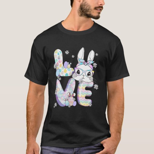 Liebe Osterlehrer Bunny Niedlich Face Happy Oster T-Shirt (Vorderseite)