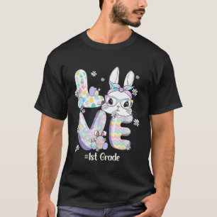 Liebe Ostern 1. Klasse Lehrer Bunny Niedlich Face  T-Shirt