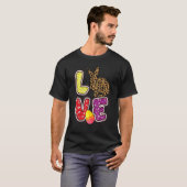 Liebe Ostern Bunny Egg Leopard Lettern Gra T-Shirt (Vorne ganz)