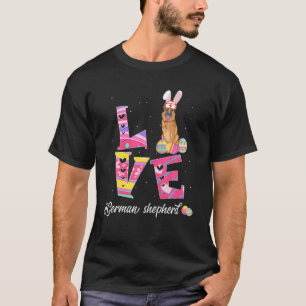 Liebe Ostern Deutscher Hirte Bunny Ears Funny Dog  T-Shirt