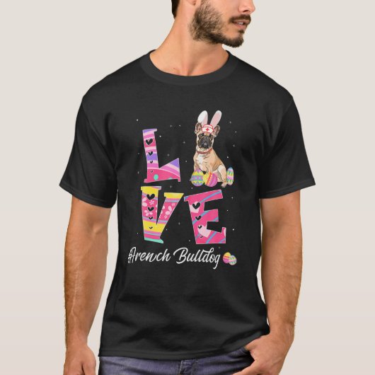 Liebe Ostern Französischer Bulldog Bunny Ears Funn T-Shirt (Vorderseite)