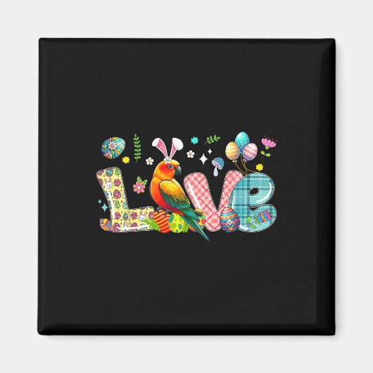 Liebe Ostern Sonnenhase Jagd Eier Blume Magnet (Vorne)