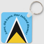 Liebe Our Island Zuhause | Saint Lucia Flag Anthem Schlüsselanhänger (Rückseite)