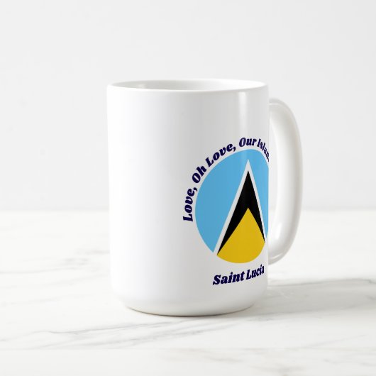 Liebe Our Island Zuhause | St Lucian Phrase Blauer Kaffeetasse (VorderseiteRechts)