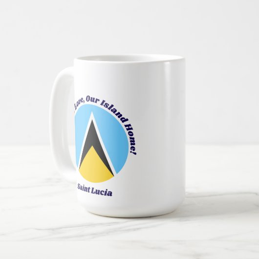 Liebe Our Island Zuhause | St Lucian Phrase Blauer Kaffeetasse (Vorderseite Links)