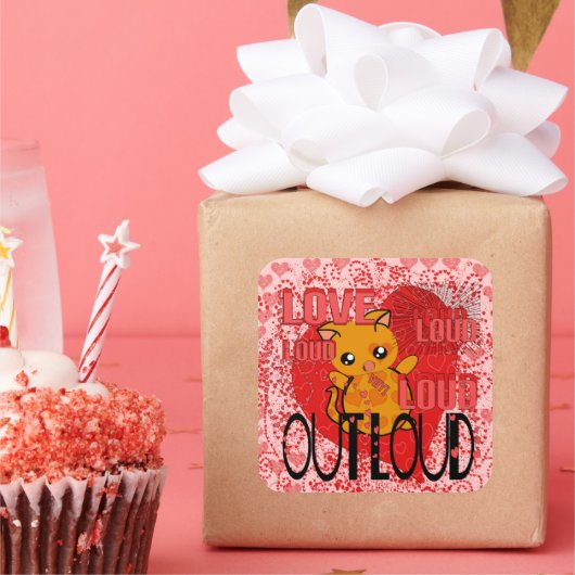 Liebe Out Loud - Mehr Herz Quadratischer Aufkleber (Party)