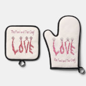 LIEBE Oven Mitt und Potholder Set (Vorderseite)