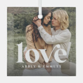 Liebe Overlay Benutzerdefiniertes Foto und Namen Ornament Aus Glas (Vorderseite)