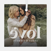 Liebe Overlay Benutzerdefiniertes Foto und Namen Ornament Aus Glas (Rückseite)