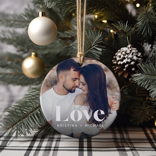 Liebe Overlay Foto & Namen Keramik Ornament