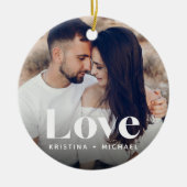 Liebe Overlay Foto & Namen Keramik Ornament (Vorne)