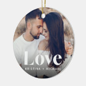 Liebe Overlay Foto & Namen Keramik Ornament (Links)